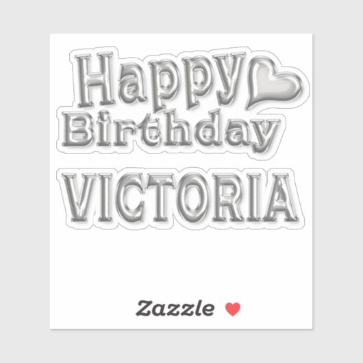 Victoria Happy Birthday silver Aufkleber Sticker (Vel)