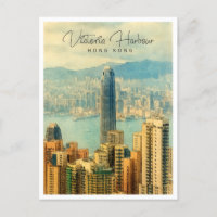 Victoria Harbor Hong Kong Waterverf Travel Kaart