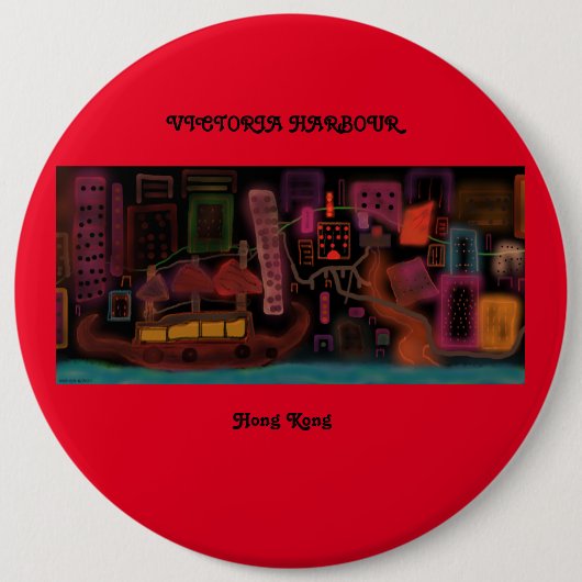 Victoria Harbour, Hong Kong 1960 s- Ronde Button 6,0 Cm (Voorkant)