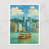 Victoria Harbour Hong Kong Retro Reizen Feestdagenkaart (Voorkant)