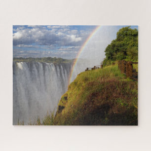 Victoria-Herfsten in Zambia met regenboog en mist Legpuzzel