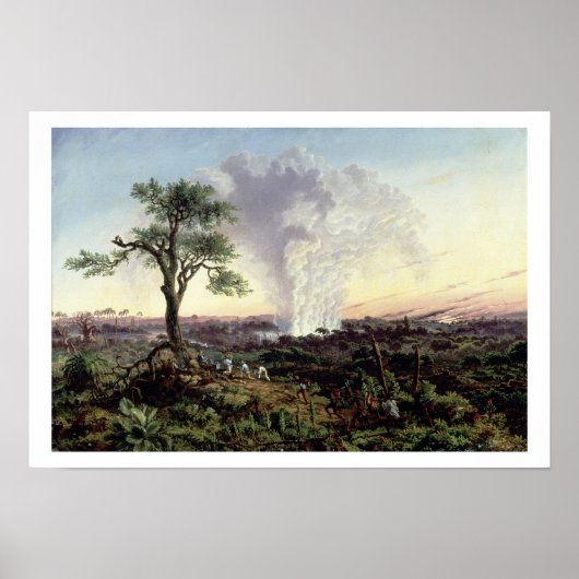 Victoria-Herfsten op zonsopgang, met 'De rook' of  Poster (Voorkant)