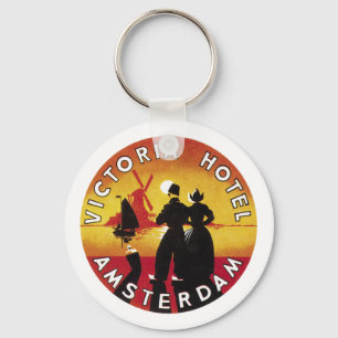 Victoria Hotel Amsterdam Vintage Label Sleutelhanger