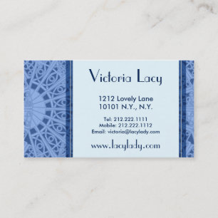 Victoria Lacy Blue Art Nouveau Lace Visitekaartjes