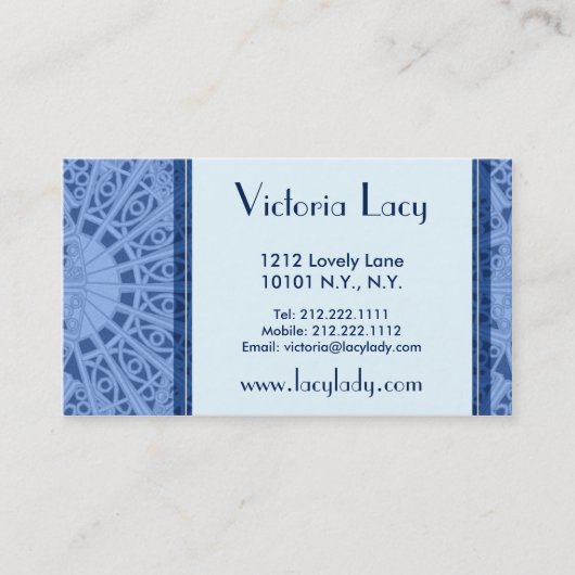 Victoria Lacy Elegant Blue Lace - Visitekaartje (Voorkant)