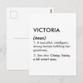 Victoria naam, Bewerkbare naam, Aangepaste naam Briefkaart (Voorkant / Achterkant)