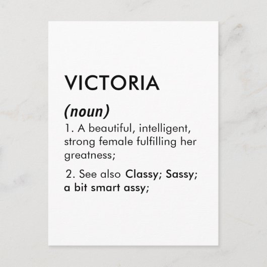 Victoria naam, Bewerkbare naam, Aangepaste naam Briefkaart (Voorkant)