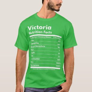 Victoria Nutrition Facts Funny Personalised Name V T-shirt