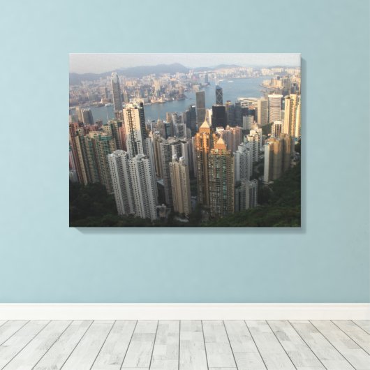 Victoria Peak, Hongkong Canvas Afdruk (Insitu (Houten vloer))