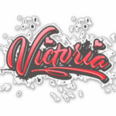 Victoria red Heart Graffiti Aufkleber Sticker (Voorkant)