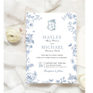 VICTORIA Regency Blauw Franse Tuin Huwelijksuitnod Kaart