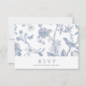 VICTORIA Regency Blauwe Franse Tuin Reactiekaart RSVP Kaartje (Achterkant)