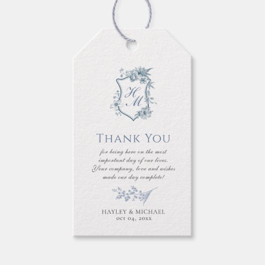 VICTORIA Regency Blue French Garden Label Cadeaulabel (Voorkant)