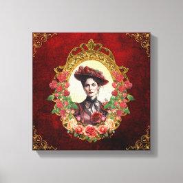  Victoria Roos Lady in het rood Canvas Afdruk