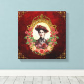  Victoria Roos Lady in het rood Canvas Afdruk (Insitu (Houten vloer))