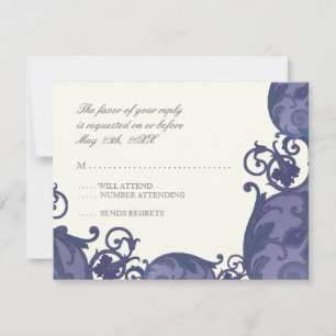 Victoria RSVP Response Kaart - Blauw Paarse