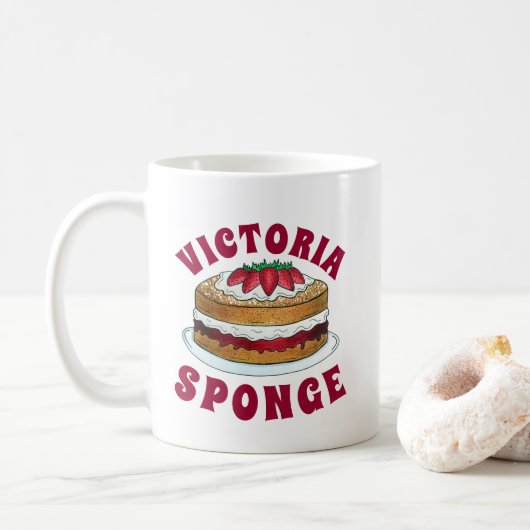 Victoria Sandwich Sponge Cake UK Brits gebak Koffiemok (Met donut)