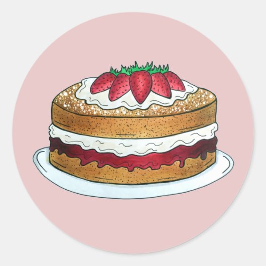 Victoria Sandwich Sponge Cake UK Brits gebak Ronde Sticker (Voorkant)