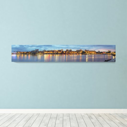 Victoria Skyline op het nachtpanorama Canvas Afdruk (Insitu (Houten vloer))