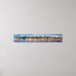 Victoria Skyline op het nachtpanorama Canvas Afdruk