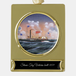 Victoria sleepboot 1859 verguld banner ornament