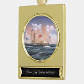 Victoria sleepboot 1859 verguld banner ornament (Links)