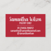 Victoria Sponge Cake British Pastry Chef UK Bakery Visitekaartje (Achterkant)