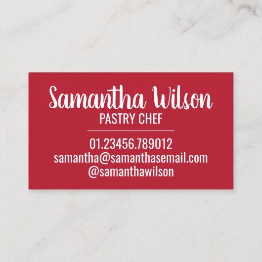 Victoria Sponge Cake British Pastry Chef UK Bakery Visitekaartje (Achterkant)