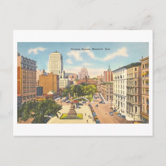 Victoria Square in Montreal, Quebec, Vintage Briefkaart (Voorkant)