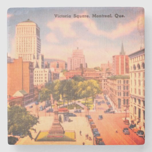 Victoria Square, Montreal, Quebec, Canada Stenen Onderzetter (Voorkant)