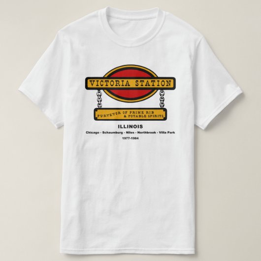 Victoria Station Restaurants of Illinois 1977-1984 T-shirt (Design voorkant)