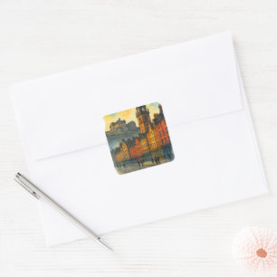 Victoria Street Edinburgh – Schotland Old Town Vierkante Sticker