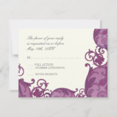 Victoria Swirl RSVP-reactiekaart - Plum Paars RSVP Kaartje (Voorkant)