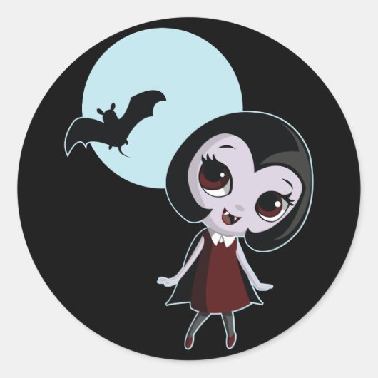 Victoria the Vampire Ronde Sticker (Voorkant)
