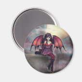 Victoria Vampire Fairy met Cat Halloween Art Magneet (Voorkant / Achterkant)