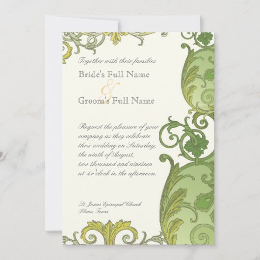 Victoria Wedding Invitation - Lime Green Kaart (Voorkant)