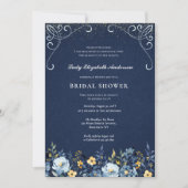 Victoriaalse Stofblauwe Tuin Thee Bruidsfeest Kaart (Voorkant)