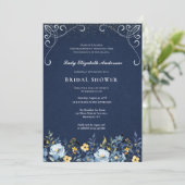 Victoriaalse Stofblauwe Tuin Thee Bruidsfeest Kaart (Staand voorkant)