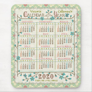 Victoriaans 2020-jaarkalender art.   Aangepast Muismat
