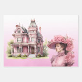 Victoriaans 3 stuk cadeauverpakking set inpakpapier vel (Voorkant 2)