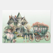 Victoriaans 3 stuk cadeauverpakking set inpakpapier vel (Voorkant)