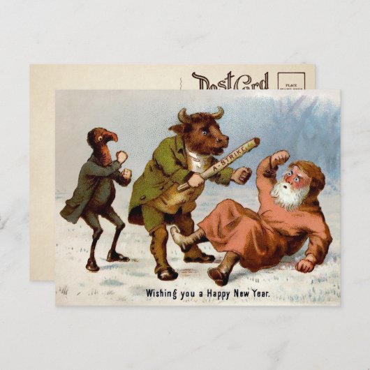 Victoriaans A-Strike New Years Briefkaart (Voorkant / Achterkant)