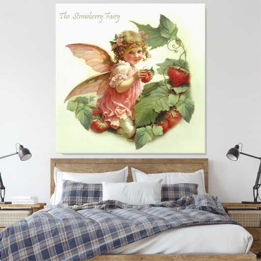 Victoriaans "aardbeienmelk" in een Leafy-tuin Canvas Afdruk (Insitu (Slaapkamer))