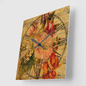 Victoriaans achtergrond voor Waterverf muziekblad Vierkante Klok (Hoek)