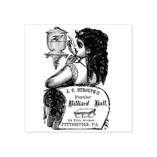 Victoriaans adverteren Billiard Hall Pittsburgh Pa Rubberstempel (Afrduk)