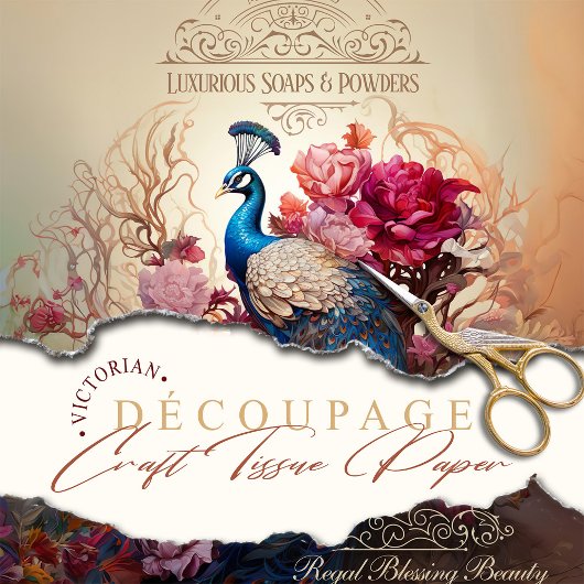 Victoriaans Adverteren Peacock Decoupage Tissuepapier