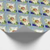  Victoriaans Afbeelding van een engel met Lilies Cadeaupapier (Hoek)