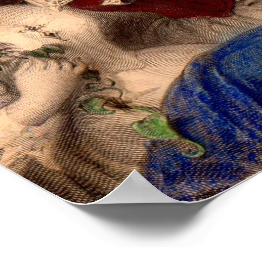 Victoriaans afdruk De spatlap met handkleur Poster (Hoek)