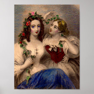 Victoriaans afdruk De spatlap met handkleur Poster