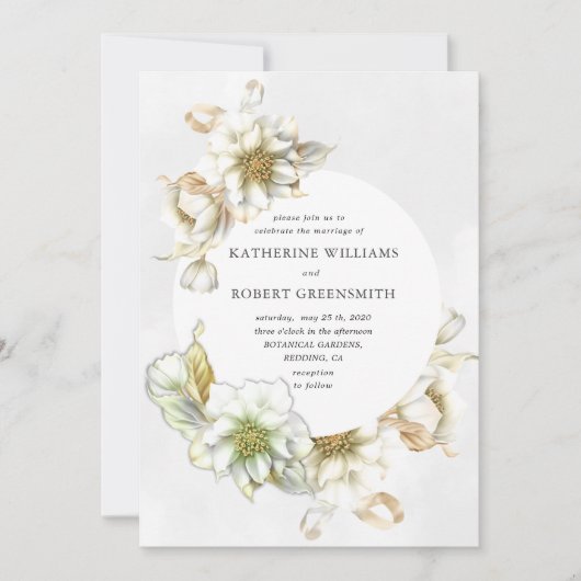 Victoriaans albasten bloemenbruiloft uitnodiging (Voorkant)